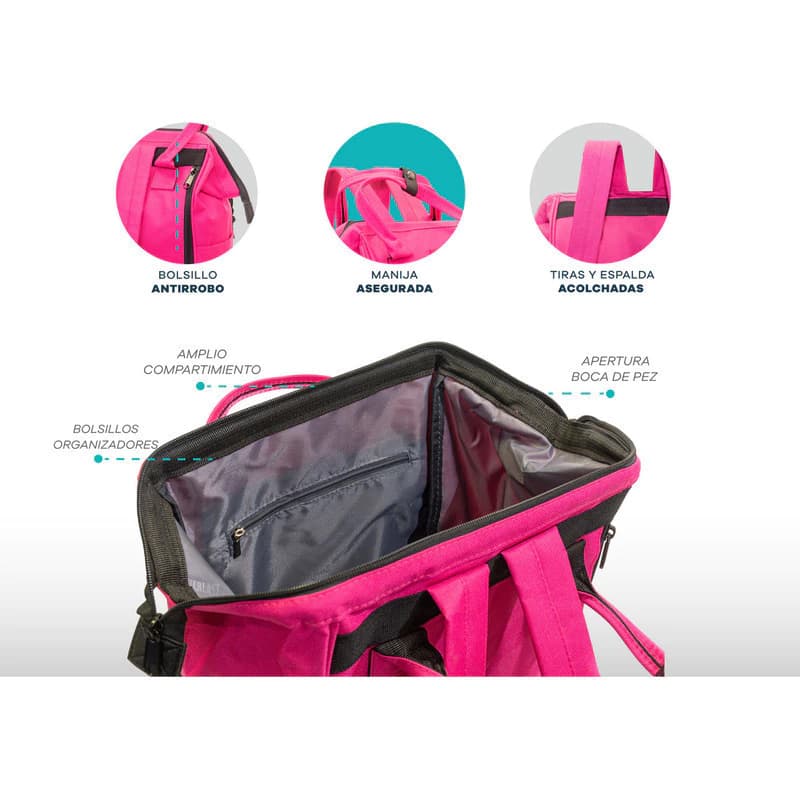 Mochila Urbana Everlast Nylon 18L Fucsia Reforzada con Antirrobo
