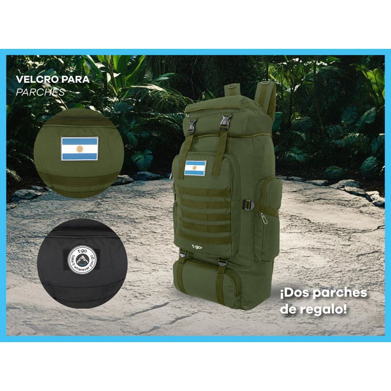 Mochila Trekking y Camping 70 Litros T-Go | Nylon Reforzado con Sistema Air Fluid — Negro / Liso