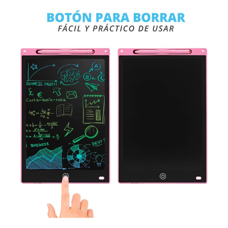 Pizarra Mágica Infantil LCD 12" T-Go Rosa — dibujo y borrado sin papel