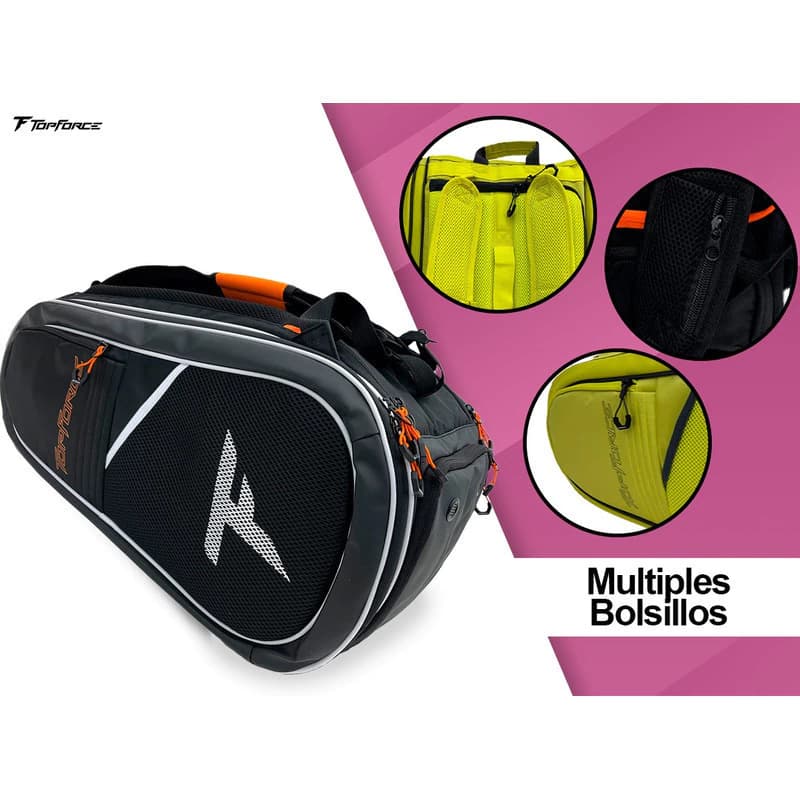 Mochila Paletero Top Force Portapelotas 4 Bolsillos Gris | 59 cm