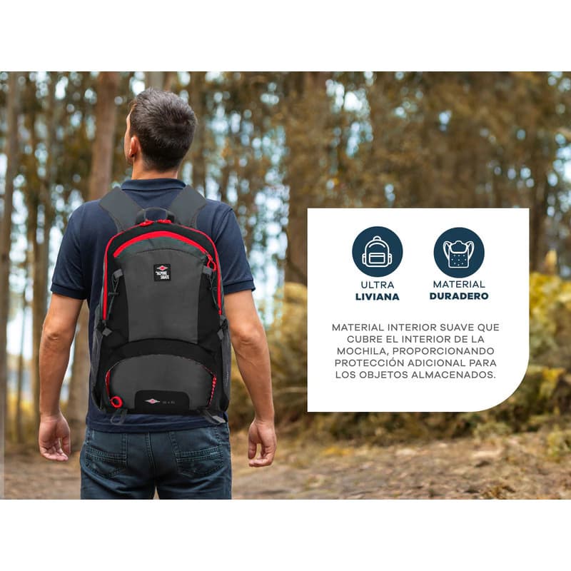 Mochila Trekking Camping 35 L Alpine Skate con bolsillo notebook y espalda acolchada