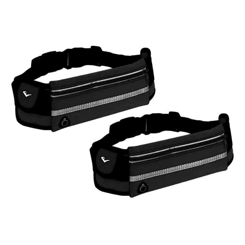 Riñonera Deportiva Everlast Pack x2 Running Ciclismo Gym Neopreno Expandible — Negro