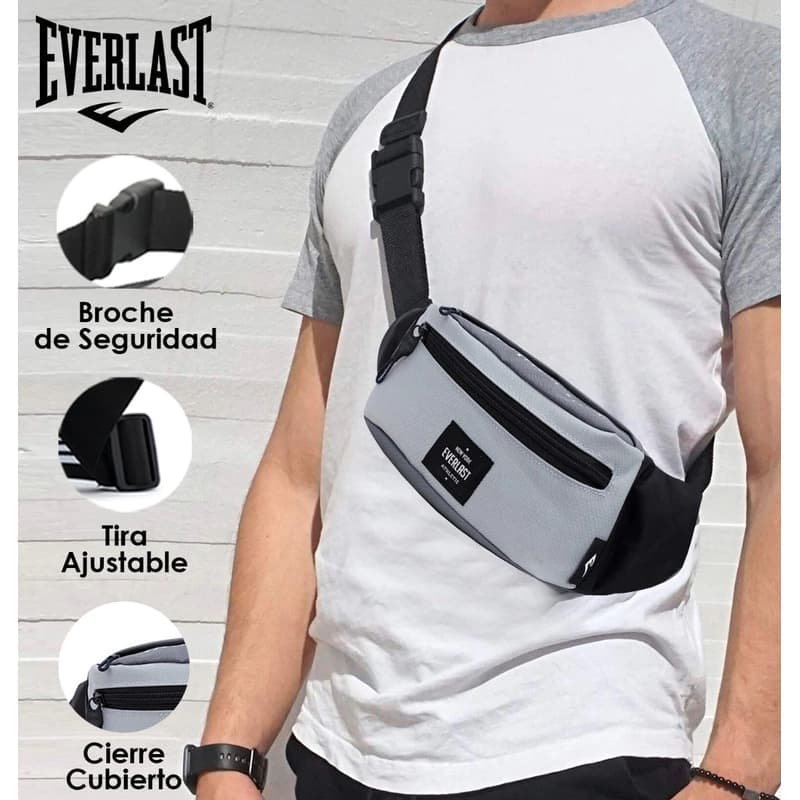 Riñonera Everlast Unisex Urbana Doble Bolsillo Correa Regulable 150 cm