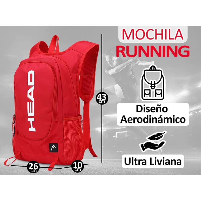 Mochila Deportiva Running Head con Botinero Roja - Liviana y Resistente al Agua