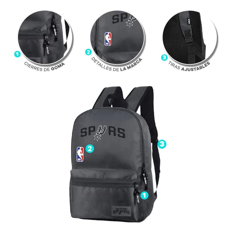 Mochila NBA Licencia Oficial 25L | Equipos 2024 | Urbana y Escolar — Negro con Amarillo 27648 / Liso