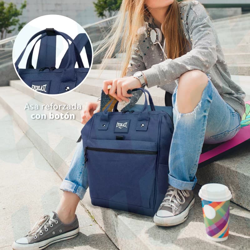 Mochila Urbana Boca de Pez Everlast Nylon con Bolsillo Antirrobo para Notebook — Rojo 21484 / Liso