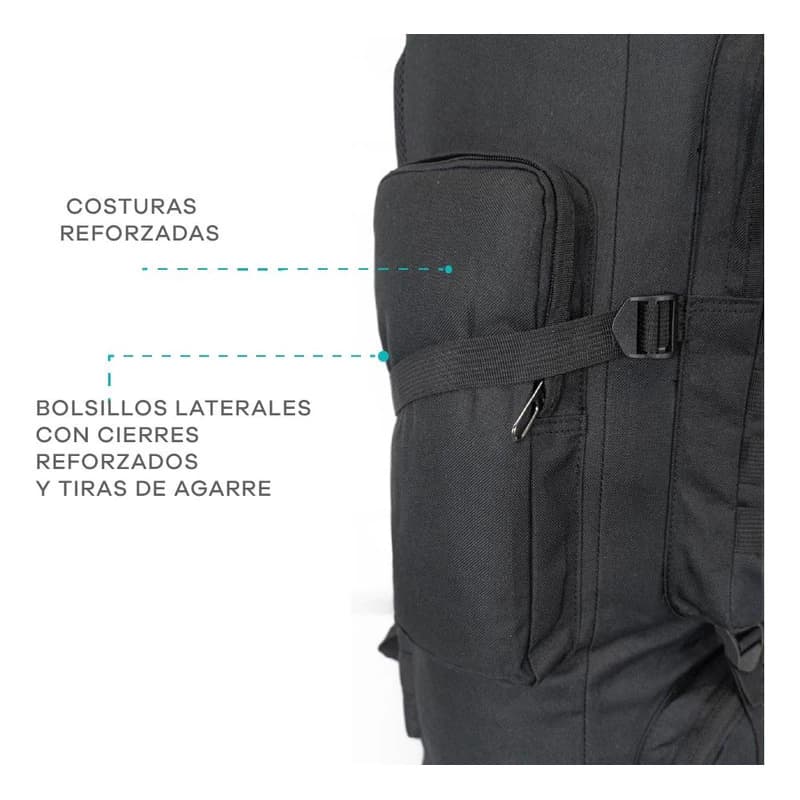 Mochila Mochilero Camping Trekking Senderismo Campamento Montaña 70 Litros + Regalo — Negro / Liso