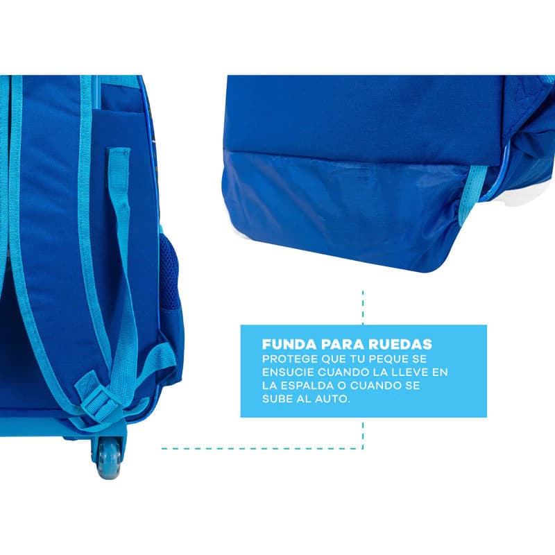 Kit Escolar Mochila Carrito + Lunchera | T-go — Azul / Autos