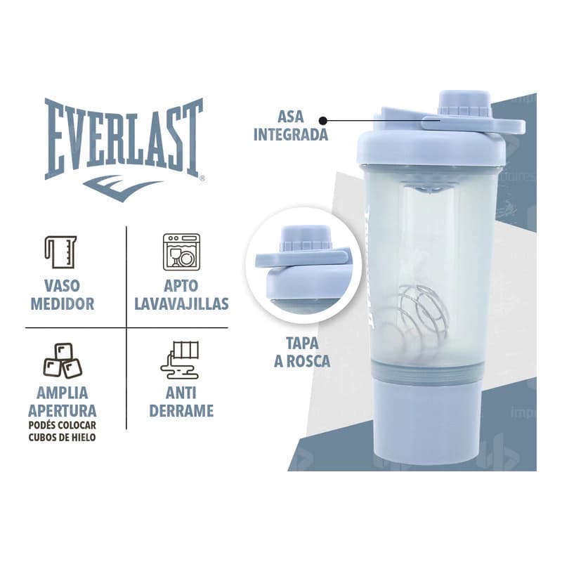 Shaker Deportivo Everlast 500 ml con Filtro Mezclador — Sin grumos, sin derrames — Fucsia