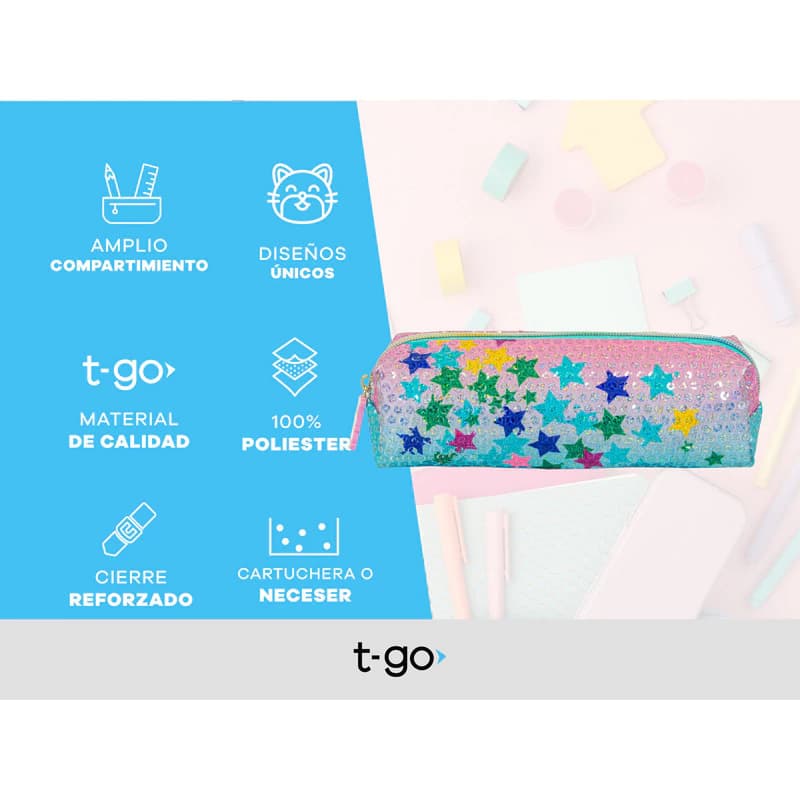 Kit Escolar Mochila 18" + Cartuchera | T-go — Fucsia / Unicornio