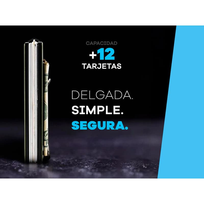 Billetera de Aluminio T-Go RFID | Segura y Minimalista — Negro / Liso