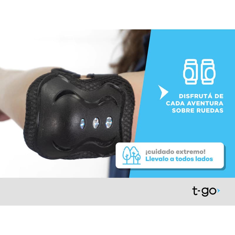 Monopatín 3 Ruedas T-Go SCO0331 con Luces LED + Casco y Protecciones — Niños 3 a 8 años — Azul