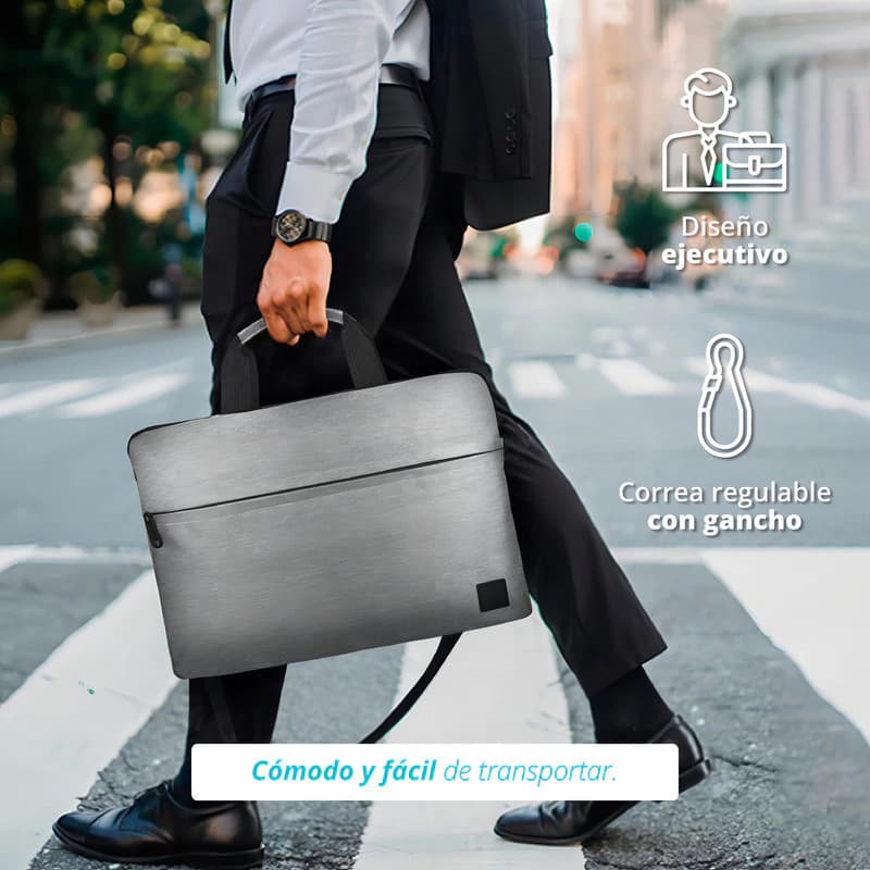 Maletín Porta Notebook Wellington Polo Club 15.6" Gris | Resistente al Agua