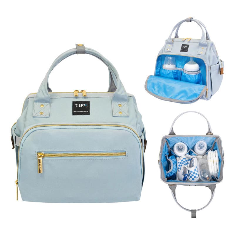 Mini Cartera Maternal Térmica T-Go con Bandolera – Compacta y Organizada — Negro / Lisa