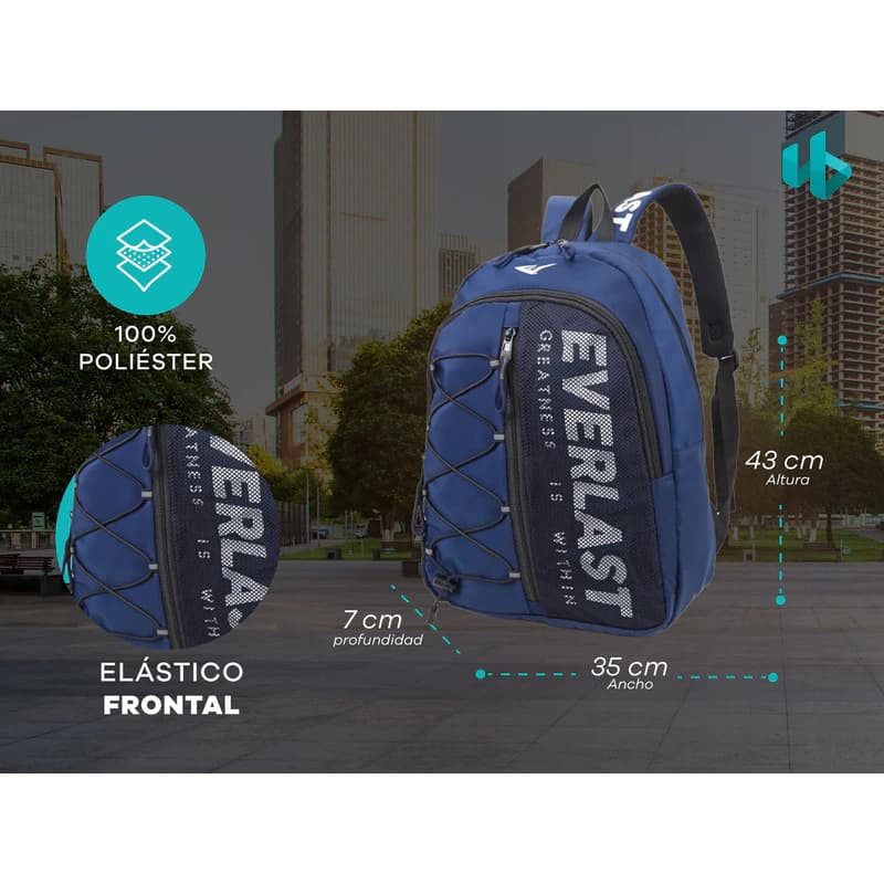 Mochilas Hombre Mujer Everlast Urbana Deportiva Reforzada