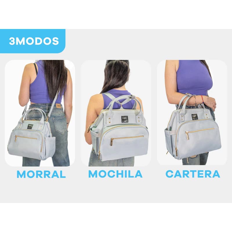 Mini Cartera Maternal Térmica T-Go con Bandolera – Compacta y Organizada — Negro / Lisa