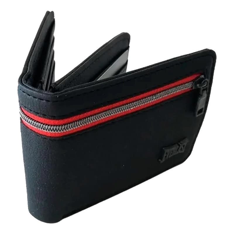 Billetera Everlast Hombre Cuero PU 12 Tarjetas con Packaging para Regalo — Negro / Liso