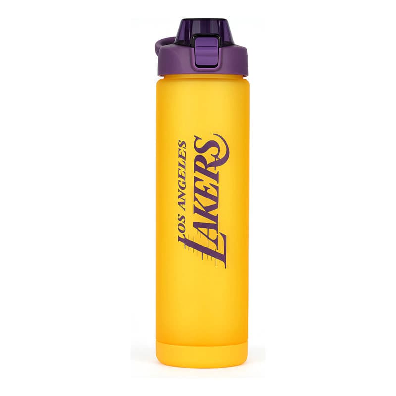 Botella Deportiva NBA 800ml Tapa Rebatible Libre de BPA con Medidor — Amarillo