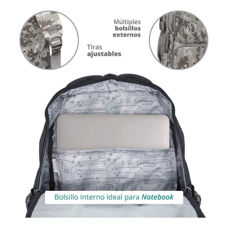 Mochila Camuflada Porta Notebook 15.6" Bagcherry Nylon Premium 25L — Azul / Camuflado