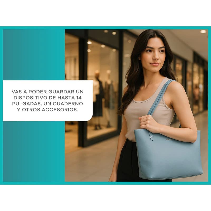 Cartera Tote Bag Oreiro Love Cuero PU Mujer Grande 45 cm con Organizadores — Níquel / Negro 28199 / A tono