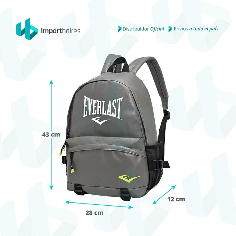 Mochila Urbana Everlast 14L Cuero PU Microperforado con Porta Notebook 15,6" — Negro / Liso