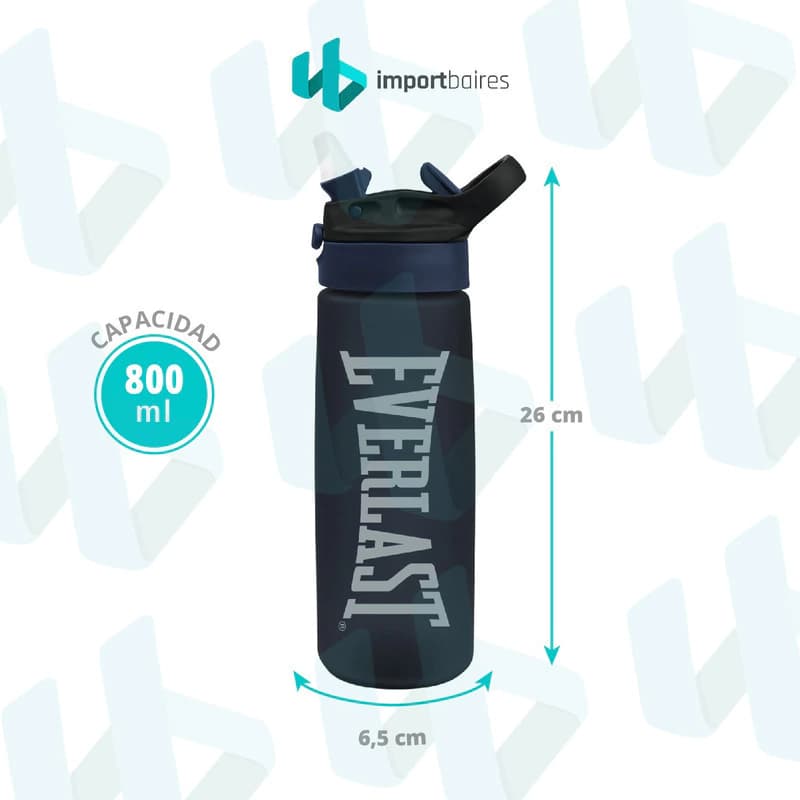Botella Deportiva Everlast 800ml Pico Rebatible Libre de BPA — Azul 10924