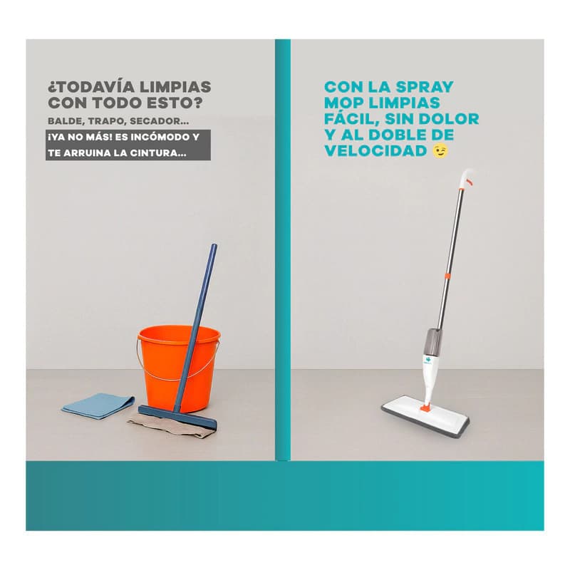 Mopa Plana Spray Mop Importbaires Rociador 4 Repuestos