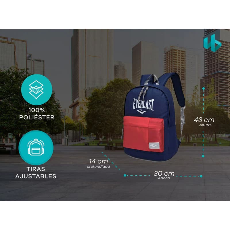 Mochila Everlast Portanotebook 15.6" Urbana Reforzada Poliéster 20L — Caqui 22257 / Liso