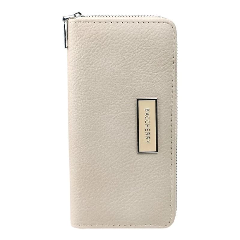 Billetera Monedero Mujer Bagcherry Eco Cuero con 8 Tarjeteros y Monedero — HUESO / Liso