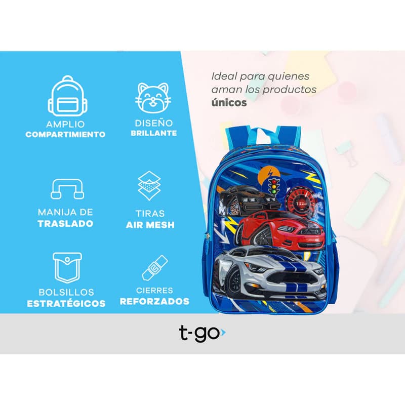 Mochila Escolar 14" para Jardin de infantes | T-go