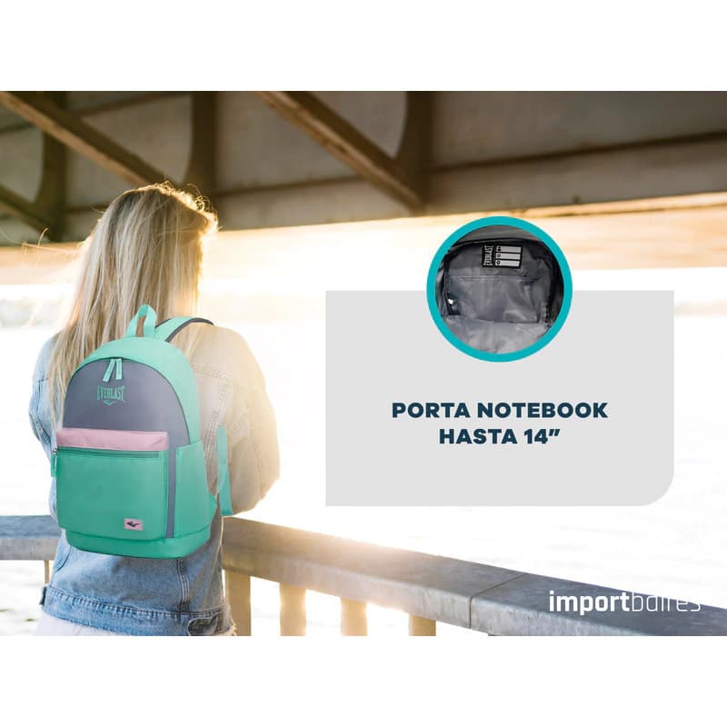 Mochila Everlast Urbana Porta Notebook 14" Espalda Acolchada 39 cm — Agua 22258 / Lisa