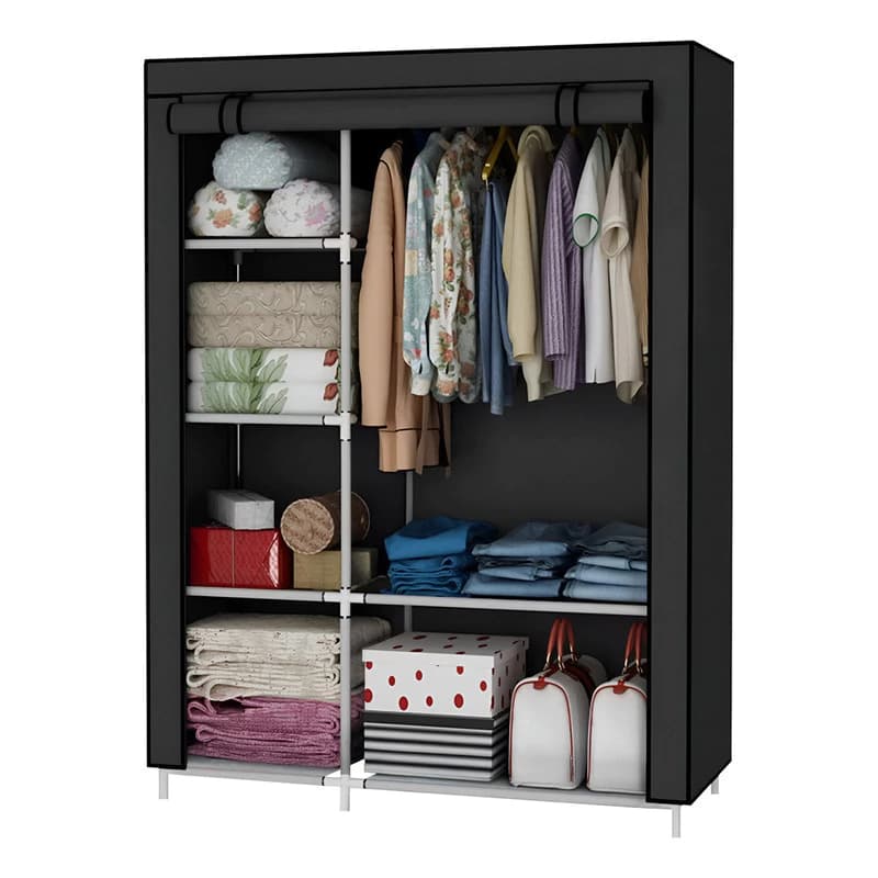 Placar Ropero de Tela Desmontable | 6 Estantes + Barral | Simple Home