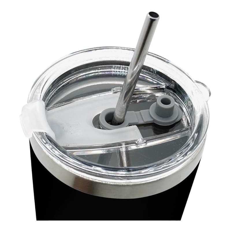 Vaso Térmico Discovery 600 ml Acero Inox Doble Pared con Tapa y Sorbete Metal — Blanco / Con sorbete y tapa