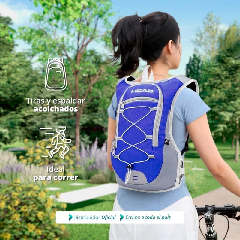 Mochila Running Head con Salida de Hidratación - Ultraliviana y Ergonómica — Azul 21727 21417 / Lisa