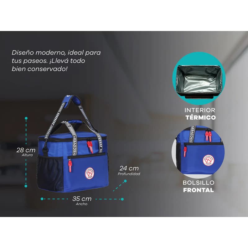 Conservadora Térmica Bolso Térmico 17lt Tamaño Grande Morral — Azul