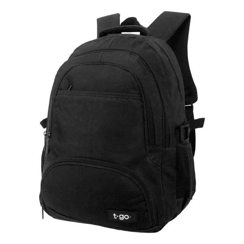 Mochila Porta Notebook 15,6" T-GO Eb66 Liviana, urbana, de oficina — Negro / Liso