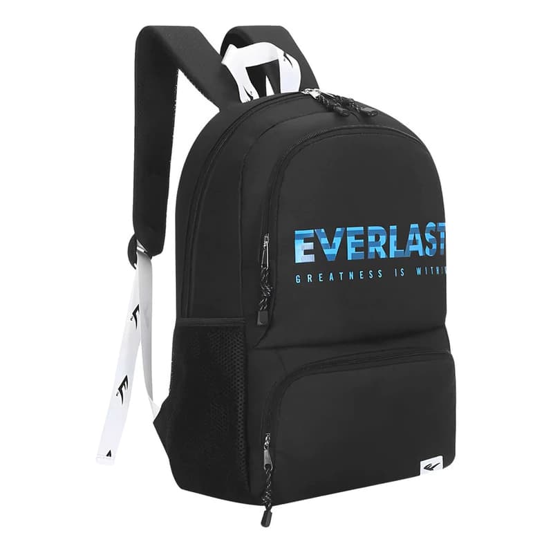 Mochila Everlast Urbana Escolar con Porta Notebook 15.6" — Tela Anti Desgarre — Negro 16271 / Liso