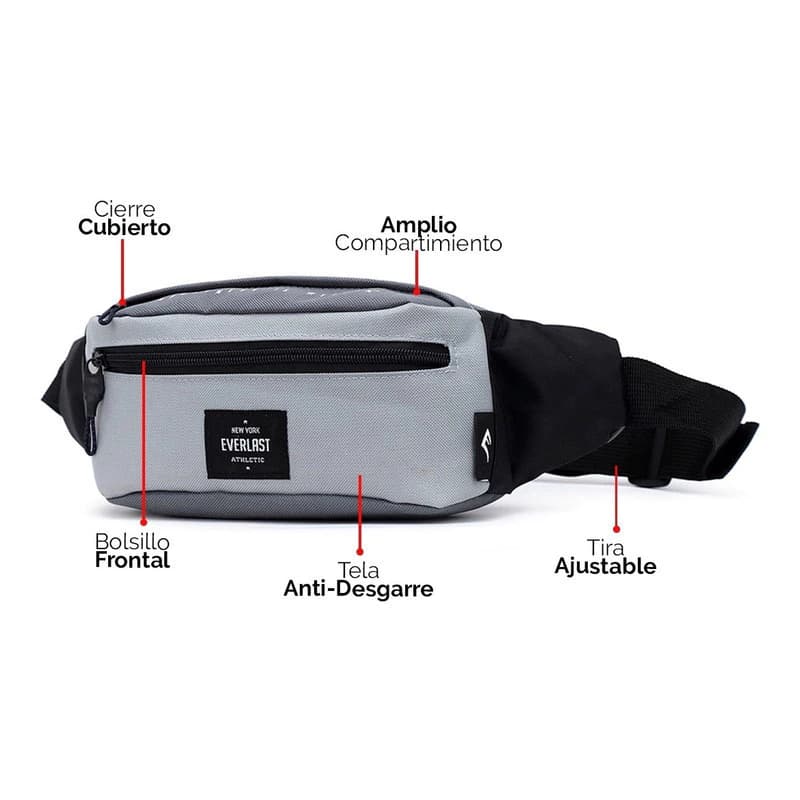 Riñonera Everlast Unisex Urbana Doble Bolsillo Correa Regulable 150 cm
