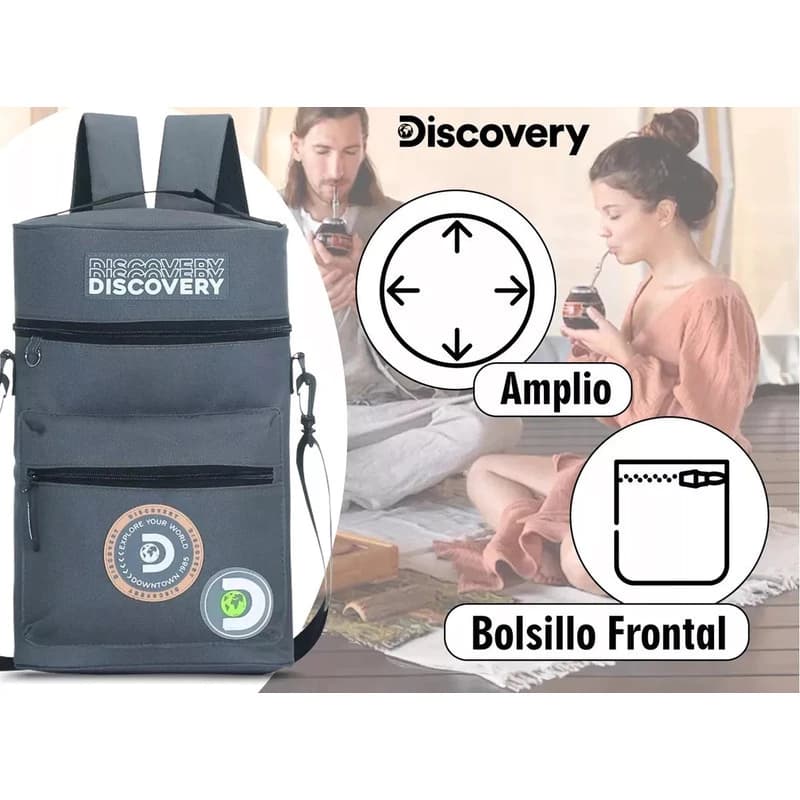 Mochila Matera Discovery Adventure Porta Termo hasta 1,3 L — Bolso Morral — Verde musgo