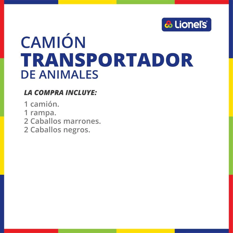 Camión de Juguete Grande Lionel's Transportador con Autos o Animales 50 cm