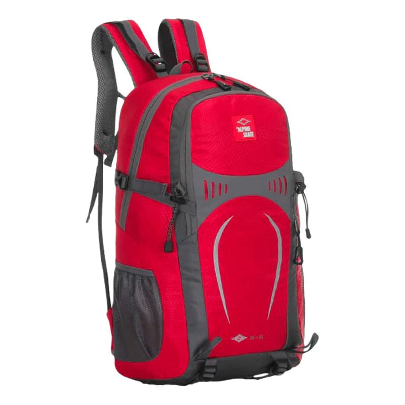 Mochila Trekking 35L Alpine Skate con Ajuste Pectoral y Abdominal — Rojo 16802 / Liso