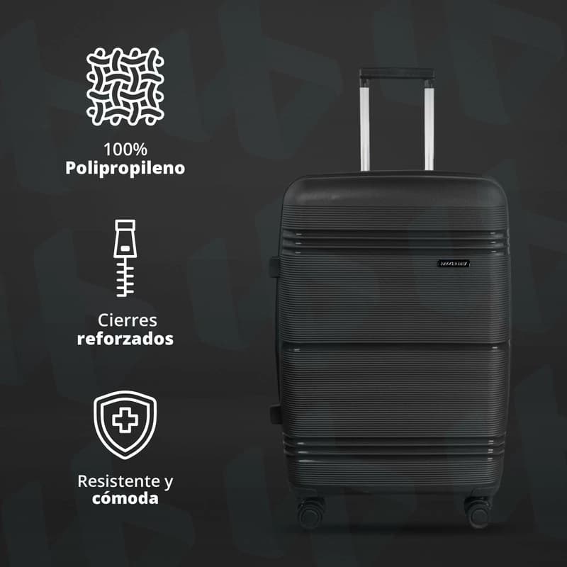 Valija Rígida Mediana Bagcherry 24" Candado TSA 4 Ruedas 360° 60L