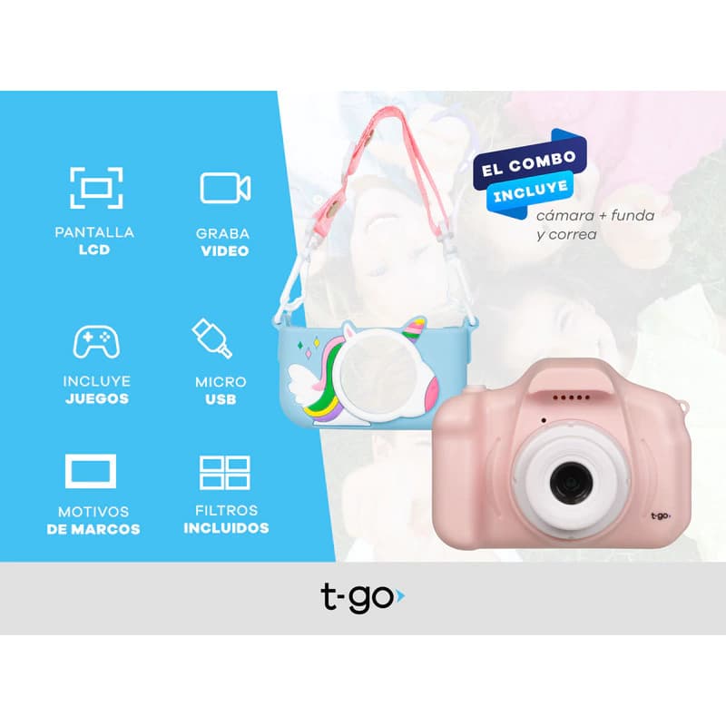 Cámara Digital T-go New Kids Wc28a 12 Mpx Compacta — Rosa
