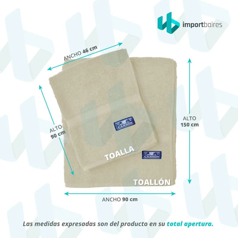 Set Toallón y Toalla Cannon 520g Algodón: suavidad y calidad premium — Vainilla / marron claro / Liso