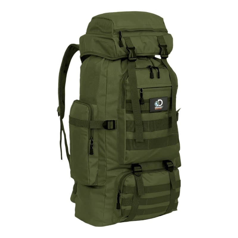 Mochila Táctica Mochilero Camping 70 Lts Reforzada Viaje — Verde / Liso