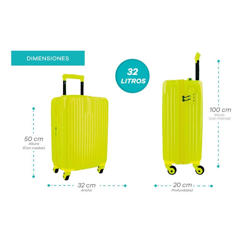 Set Valija Carry On Cabina Con Ruedas + Mini Valija De Viaje