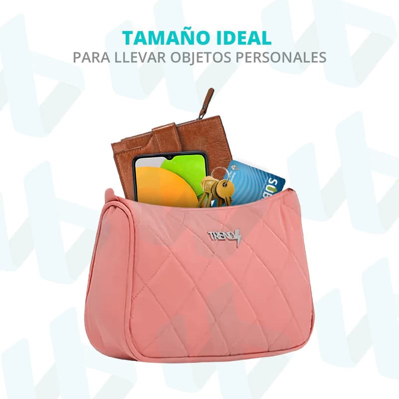 Cartera Mini Bags Trendy Porta Celular Bandolera Acolchada — Aqua 27203 / Negro / Liso