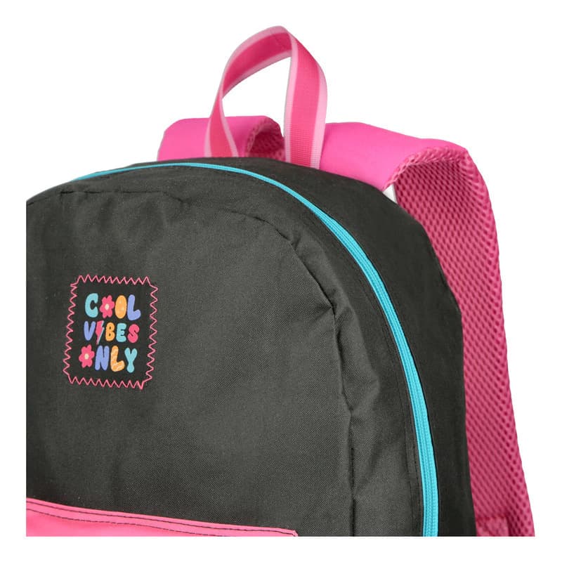Mochila Escolar Bagcherry 18L con Cartuchera de Regalo | Tiras Air Mesh — Negro 440008 / Liso