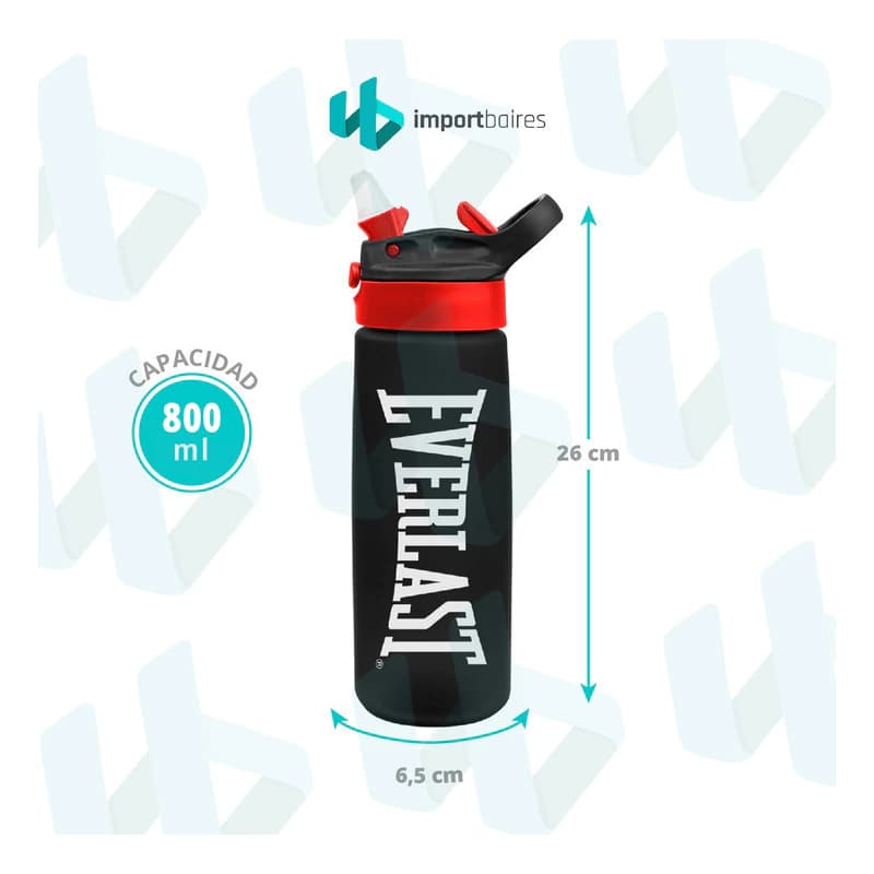 Botella Deportiva Everlast 800ml Pico Rebatible Libre de BPA — Azul 10924