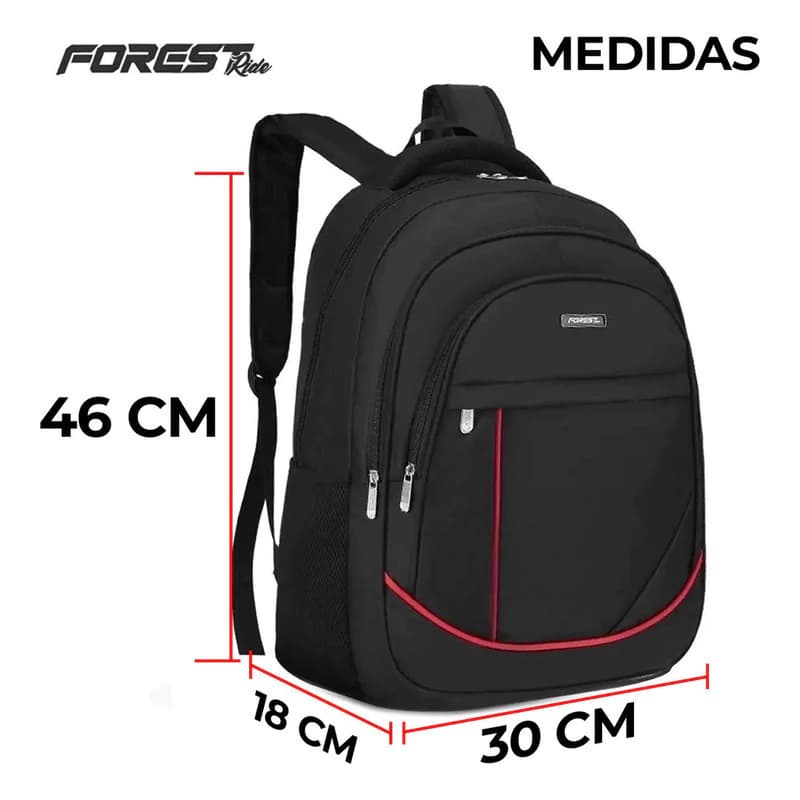 Mochila Porta Notebook Forest Ride con Puerto USB | 30 L | Impermeable | Negro